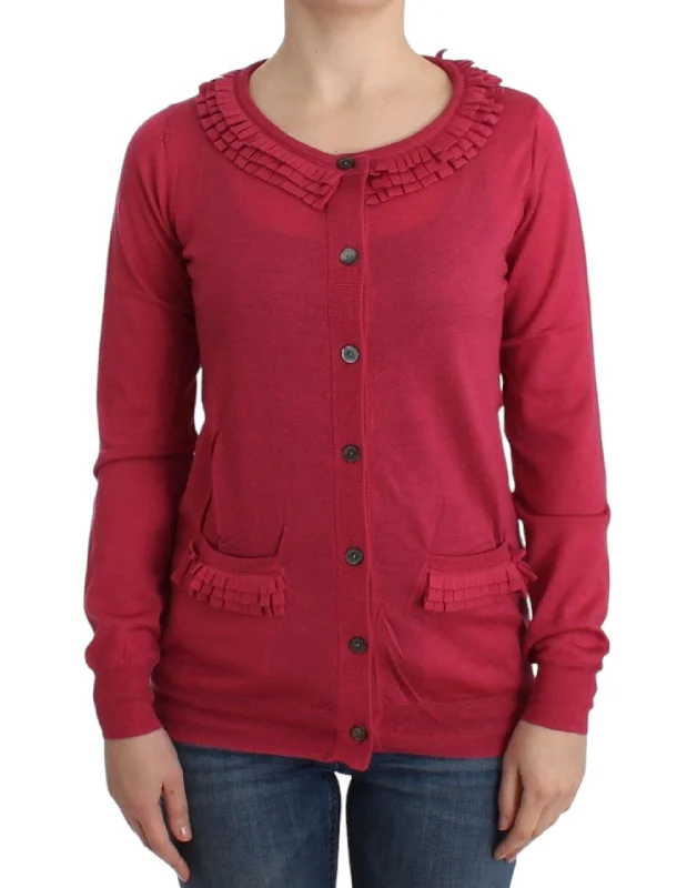 Comfortable Garments For Women Pastel Styles John Galliano Ruffle Detail Wool Cardigan in Women's Comfortable Garments For Women Pastel Styles John Galliano Ruffle Detail Wool Cardigan in Women's