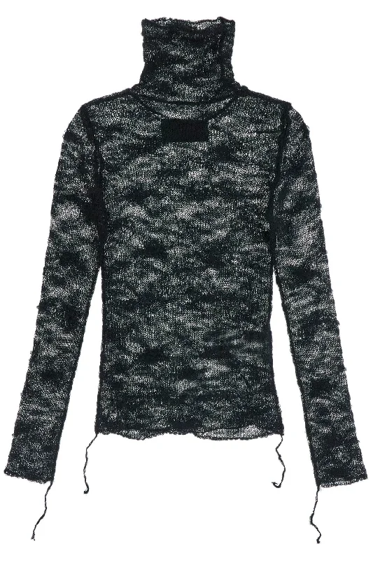 Women's Casual Outfit Charming Silhouette Mm6 Maison Margiela Women's Distressed High-Neck Pullover Sweater Women's Casual Outfit Charming Silhouette Mm6 Maison Margiela Women's Distressed High-Neck Pullover Sweater