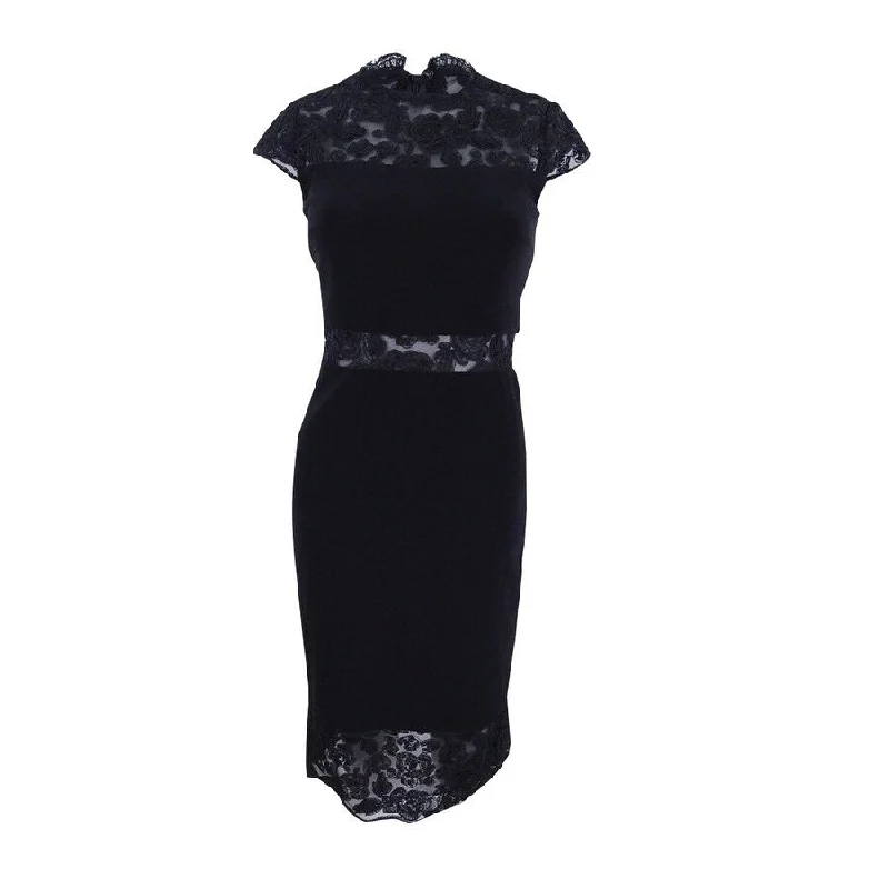 Women's Office Outfit Chic And Edgy Betsy & Adam Women's Sleeveless Embroidered Dress (2, Black)