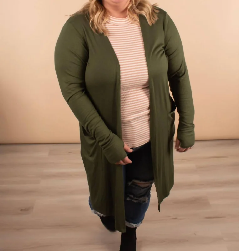 Women's Clothing For Holiday Travel Elegant Fashion Aspen Ribbed Cardigan In Forest Green Women's Clothing For Holiday Travel Elegant Fashion Aspen Ribbed Cardigan In Forest Green