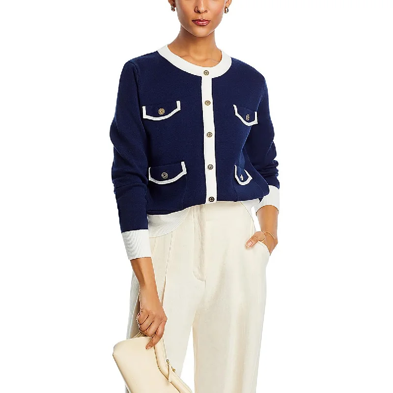 Women's Elegant Clothes Huge Markdowns Womens Contrast Trim Knit Cardigan Sweater
