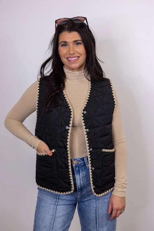Women's Night-Out Outfit Discover Now Bonfire Favorite Black Quilted Vest