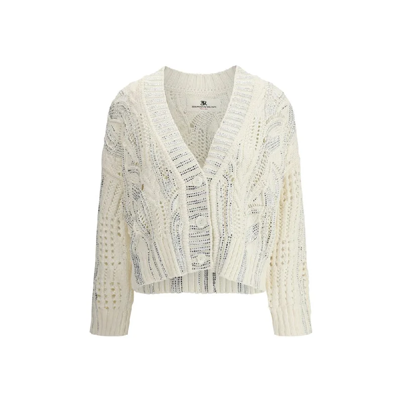 Women's Holiday Outfit Elevated Style Ermanno Scervino Rhinestone cotton Women's Cardigan Women's Holiday Outfit Elevated Style Ermanno Scervino Rhinestone cotton Women's Cardigan