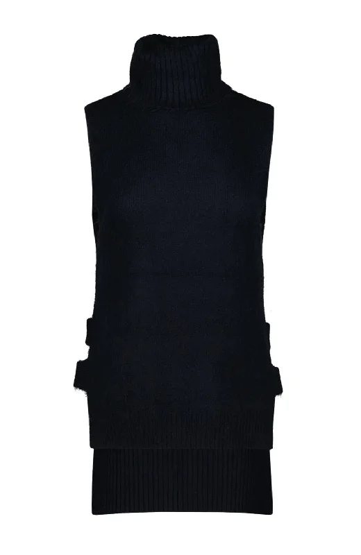 Women's Elegant Clothing Sets Special Offers, Don't Miss Women's Frankie Sleeveless Turtleneck Sweater In Navy Women's Elegant Clothing Sets Special Offers, Don't Miss Women's Frankie Sleeveless Turtleneck Sweater In Navy