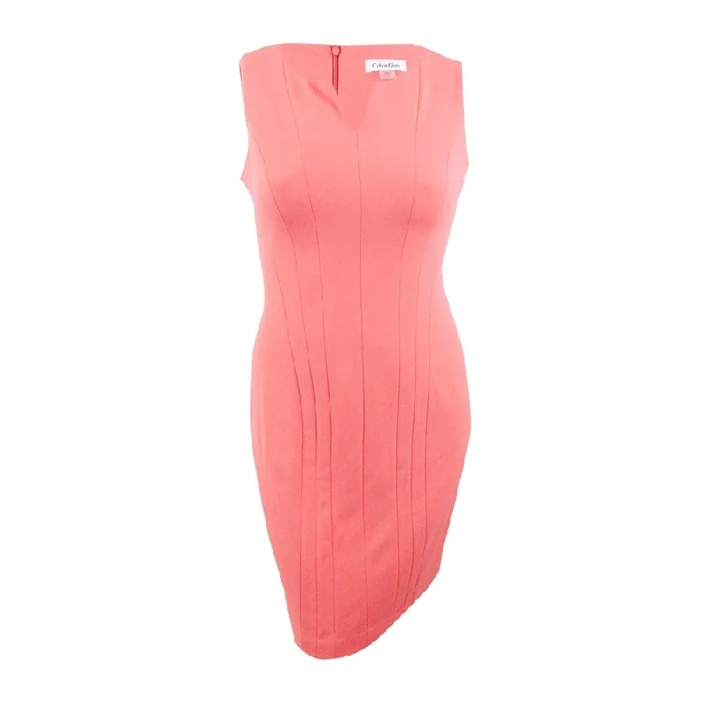 Women's Versatile Apparel Seasonal Sale Calvin Klein Women's Sleeveless Split-Neck Sheath Dress