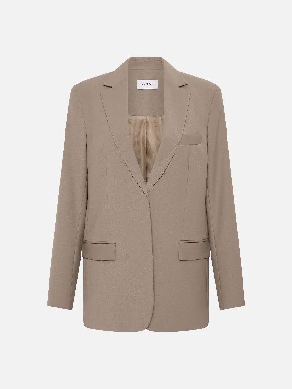 Women's Sporty Chic Clothes Wardrobe Upgrade Relaxed Tailored Blazer in Taupe
