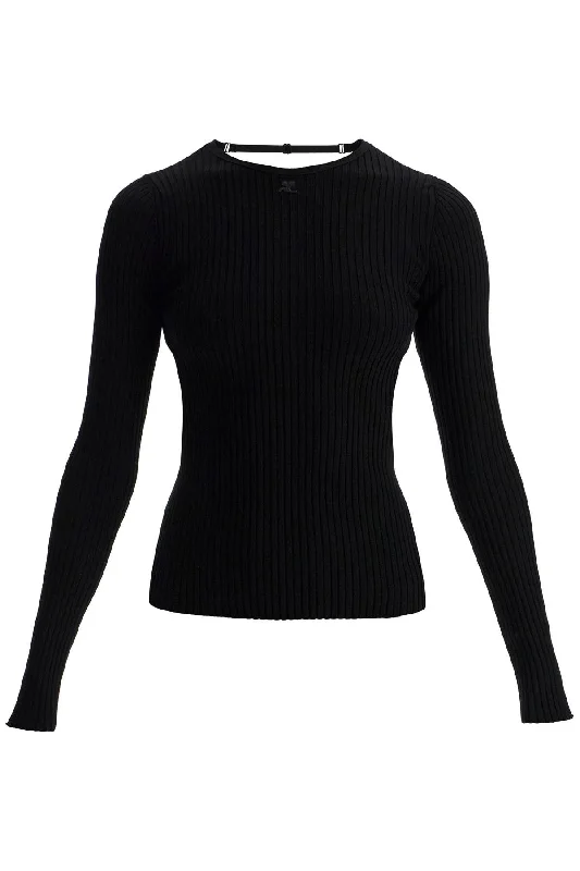 Women's Tops And Clothing Comfort First Women's Wear Courreges Women's Viscose And Polyester Sweater With Drop Neckline Women's Tops And Clothing Comfort First Women's Wear Courreges Women's Viscose And Polyester Sweater With Drop Neckline