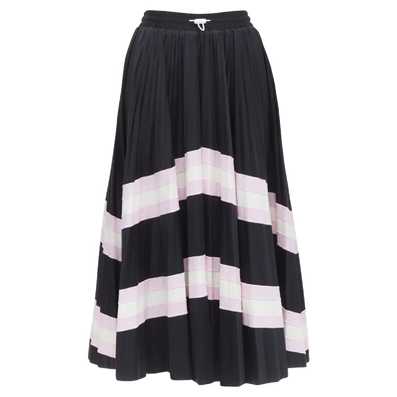 Stylish Women's Attire The Latest Fashion Trends Valentino Garavani stripes patchwork pleated toggle midi skirt