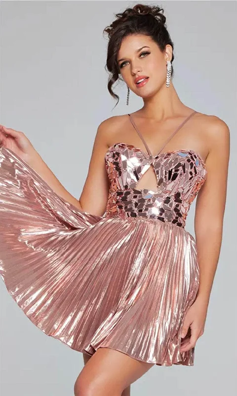 Women's Plus-Size Attire Everyday Glamour Jovani 40351 - Sleeveless Halter Cocktail Dress