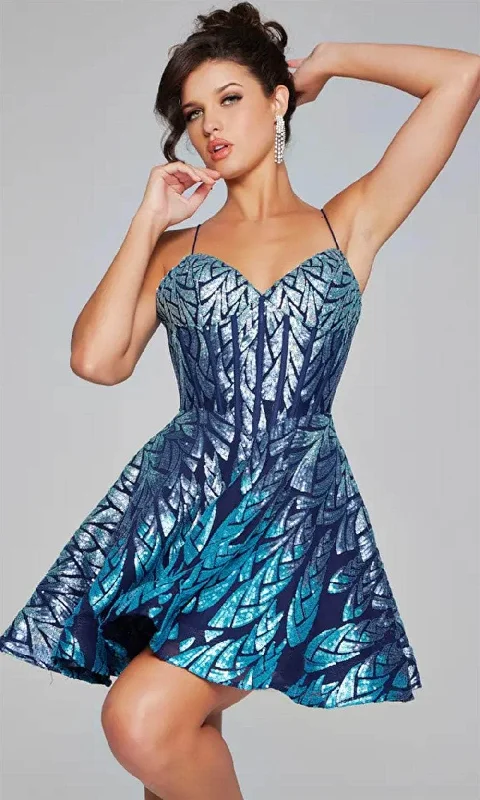 Women's Fashionable Attire For Work Feminine Elegance Jovani 39928 - Sleeveless Sequin Cocktail Dress