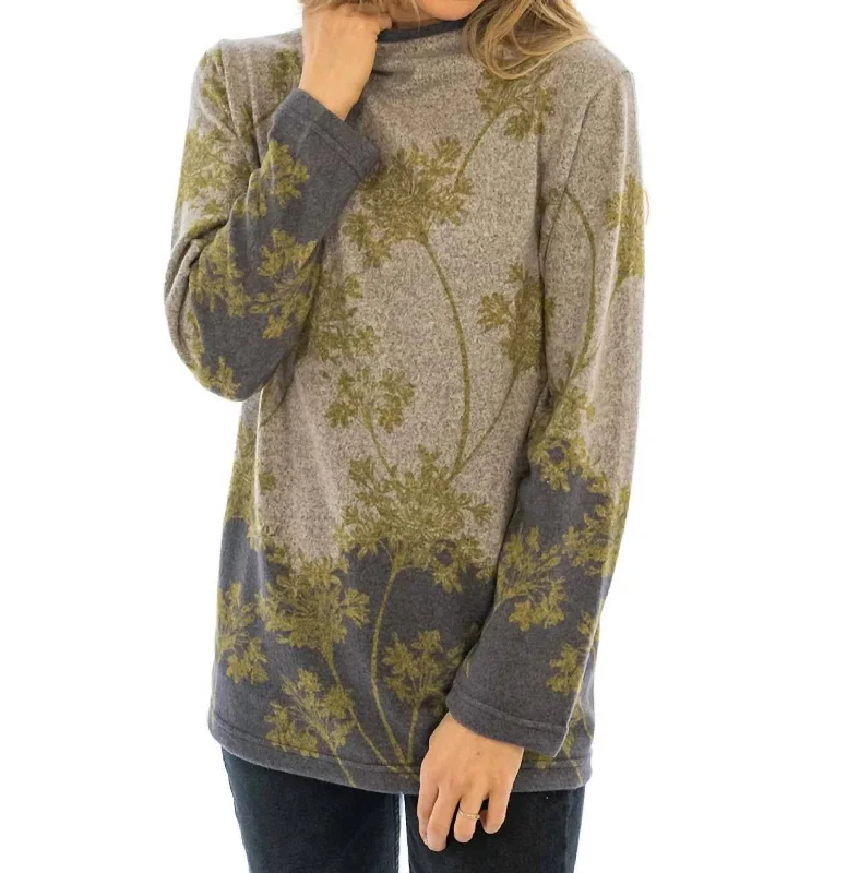 Casual Chic Women's Clothes Relaxed Style Funnel Neck Ombre Print Sweater In Green