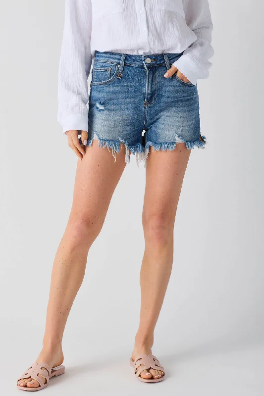 Women's Elegant Outfit Vintage Retro Party Wear Risen Denim Shorts