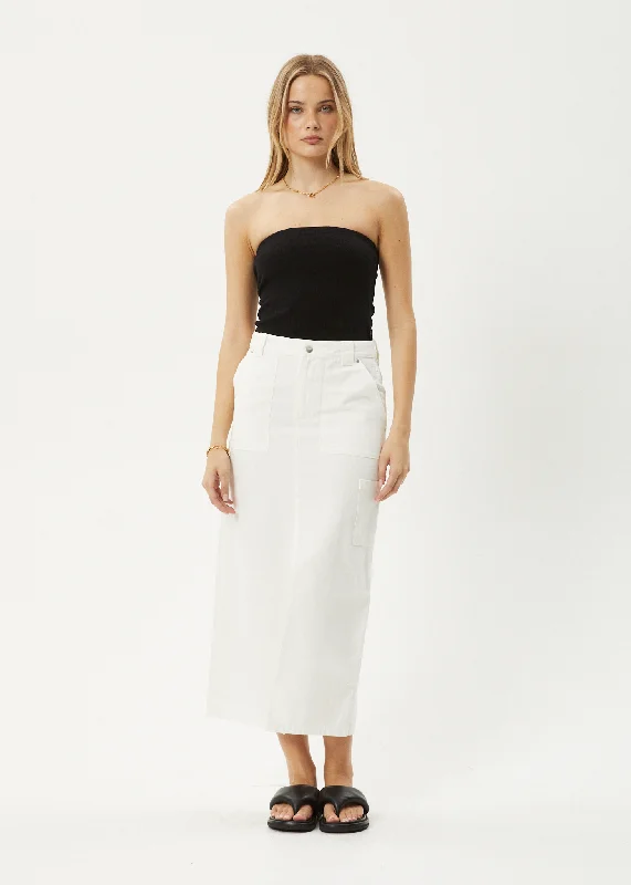 Women's Office Outfit Trendy New Clothes AFENDS Womens Lexi - Maxi Skirt - Off White Women's Office Outfit Trendy New Clothes AFENDS Womens Lexi - Maxi Skirt - Off White
