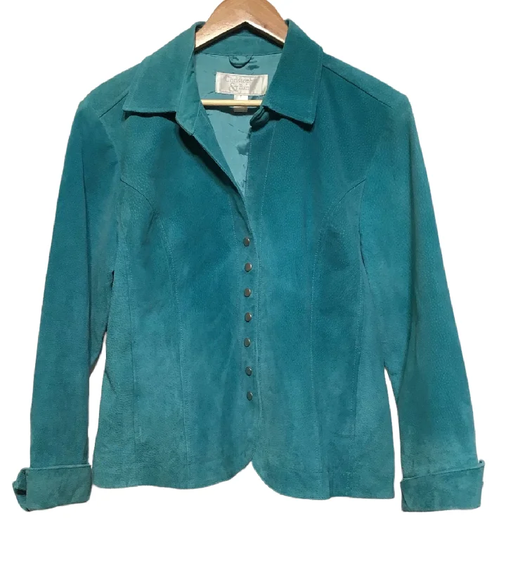 Women's Trendy Garments Modern Romance Christopher & Banks Turquoise Suede Jacket (Women’s Size XL) Women's Trendy Garments Modern Romance Christopher & Banks Turquoise Suede Jacket (Women’s Size XL)
