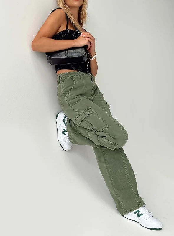 Women's Classic Outfit Mid Season Sale Jora Cargo Jeans Green