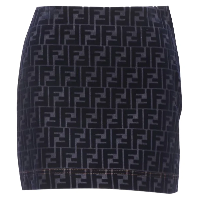 Casual Attire For Women Chic And Trendy Fendi FF Zucca monogram velvet flocking mini denim skirt