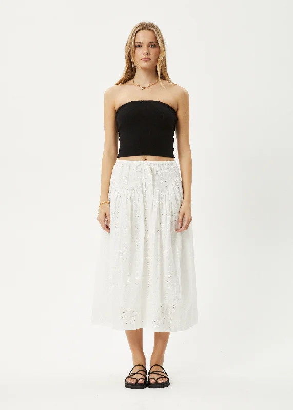 Women's Holiday Outfit Travel Essentials AFENDS Womens Marlow - Midi Skirt - White