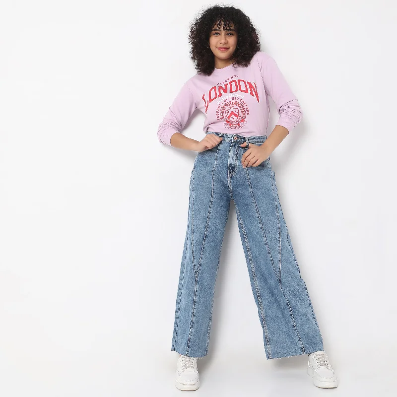 Tailored Clothing For Women Style Streetwear Flare Fit High Rise Jeans