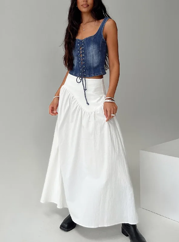 Women's Holiday Attire Athleisure Wear Special Offer Cillie Maxi Skirt White