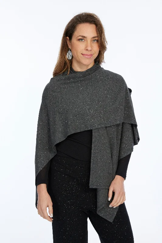 Timeless Women's Clothing Brand Name Clothing Discount Extravaganza LIOR Women's Sparkly Poncho - Cielo
