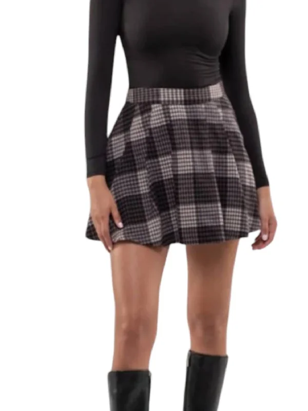 Women's Cozy Outfit For Lounging High End Women's Wear Plaid Pleated High Waist Mini Skirt In Mauve