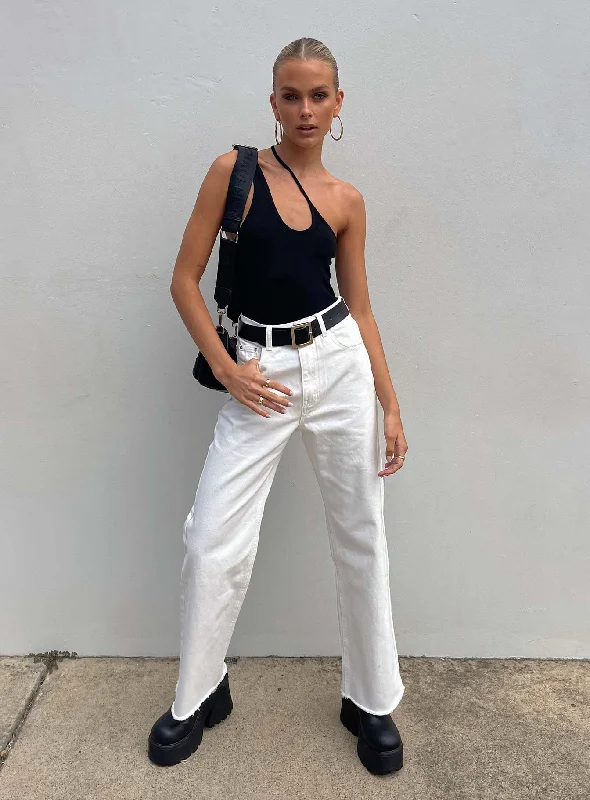 Women's Holiday Clothing Fashion Frontiers Tashena Wide Leg Denim Jeans White