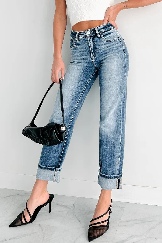 Casual Garments For Women Chic Outfits Artemis High Rise Tummy Control Risen Straight Leg Jeans (Dark)