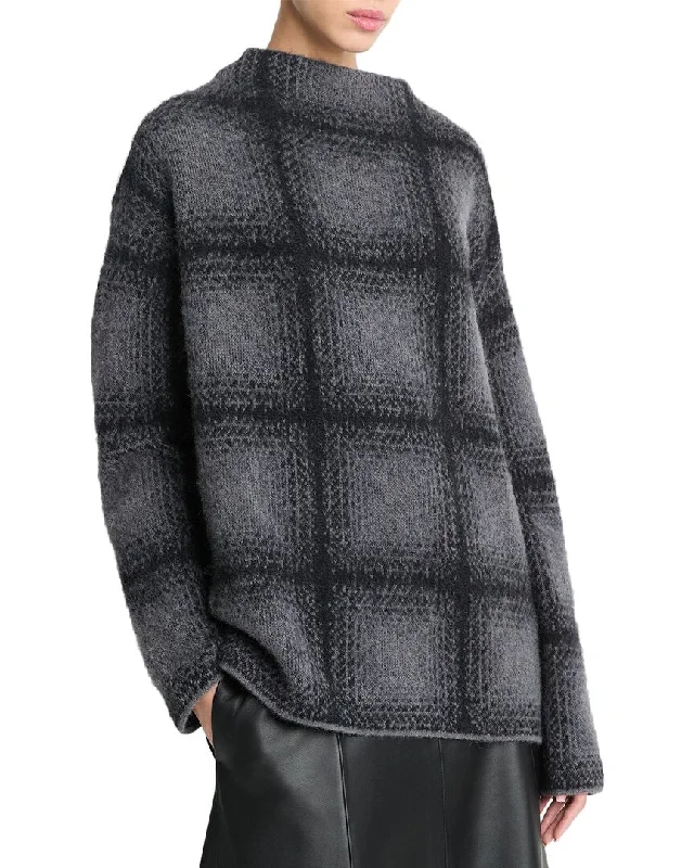 Stylish Women's Attire Discounts On Casual Weekend Styles Vince Shadow Plaid Funnel Neck Alpaca & Wool-Blend Sweater Stylish Women's Attire Discounts On Casual Weekend Styles Vince Shadow Plaid Funnel Neck Alpaca & Wool-Blend Sweater