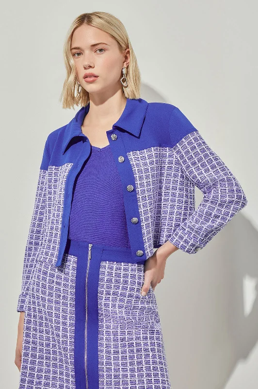 Chic Women's Outfit Exclusive Sale Plus Size Button-Front Mixed-Media Tweed Knit Jacket Chic Women's Outfit Exclusive Sale Plus Size Button-Front Mixed-Media Tweed Knit Jacket