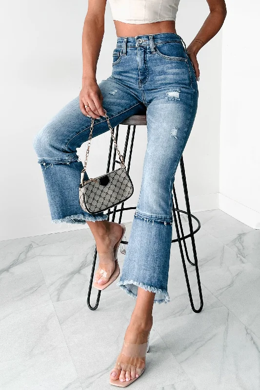 Women's Comfortable Lounge Outfit Effortless Style, Endless Impact Lennon High Rise Tummy Control Kick Flare Special A Jeans (Dark)
