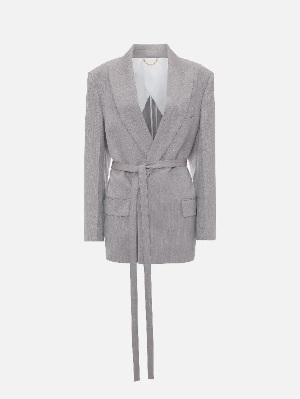 Comfortable Lounge Clothing Ends Soon Belted Wool Jacket in Quartz