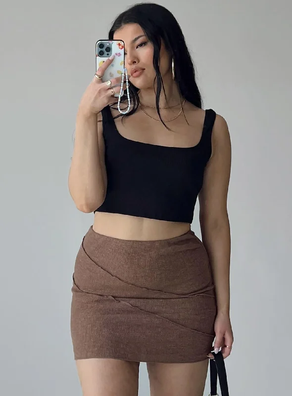 Women's Relaxed Outfit Comfortable Clothes Oscar Mini Skirt Brown