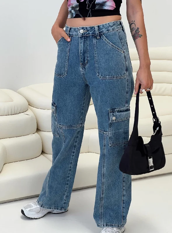 Women's Vintage-Inspired Clothing Subtle Sophistication Vincent Cargo Jeans Dark Wash Denim Women's Vintage-Inspired Clothing Subtle Sophistication Vincent Cargo Jeans Dark Wash Denim