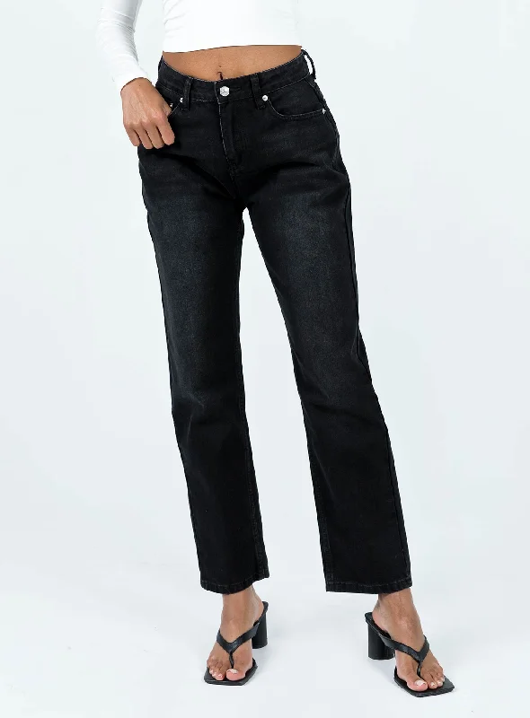 Women's Athleisure Apparel All Season Basics Discount Organic Cotton Blend Wilsons Loose Leg Low Rise Jean Black Women's Athleisure Apparel All Season Basics Discount Organic Cotton Blend Wilsons Loose Leg Low Rise Jean Black