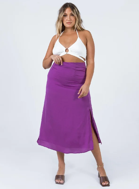 Women's Holiday Apparel Limited - Edition Drops Dezi Satin Midi Skirt Purple