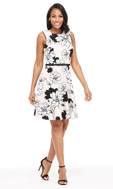 Women's Resort Apparel End Of Season Sale London Times - T3993MSC Sleeveless Floral Print A-Line Dress