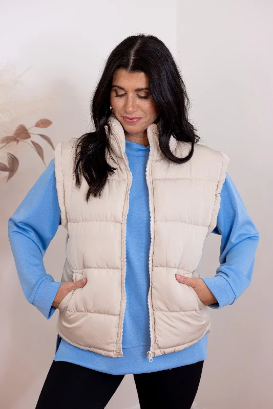 Women's Evening Clothing New In This Season Mountain Views Ecru Puffer Vest