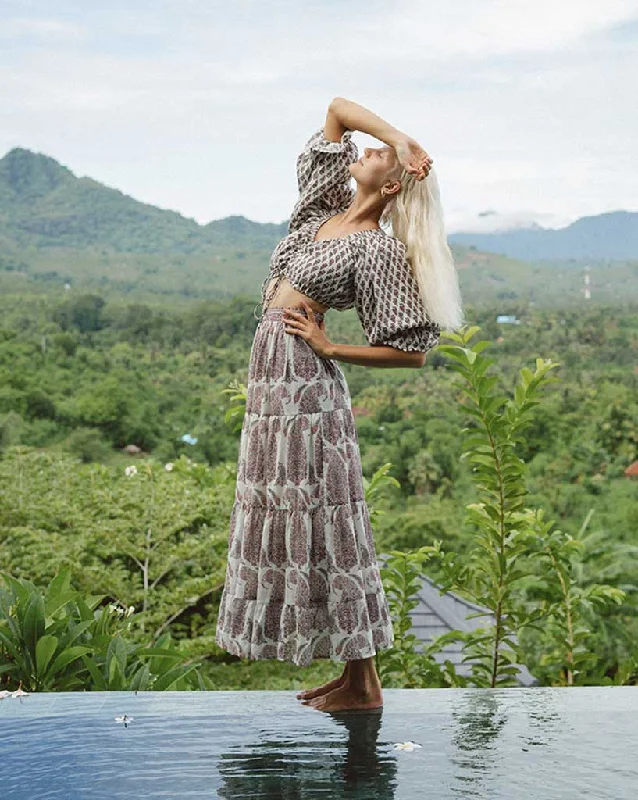 Women's Clothes For The Office Exclusive Sale Calico Tiered Maxi Skirt