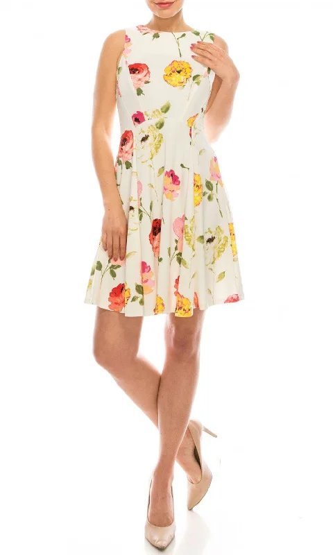 Women's Fashion-Forward Apparel Fashion Deal Gabby Skye - Sleeveless Floral Print Flared Short Dress 57639MGSC