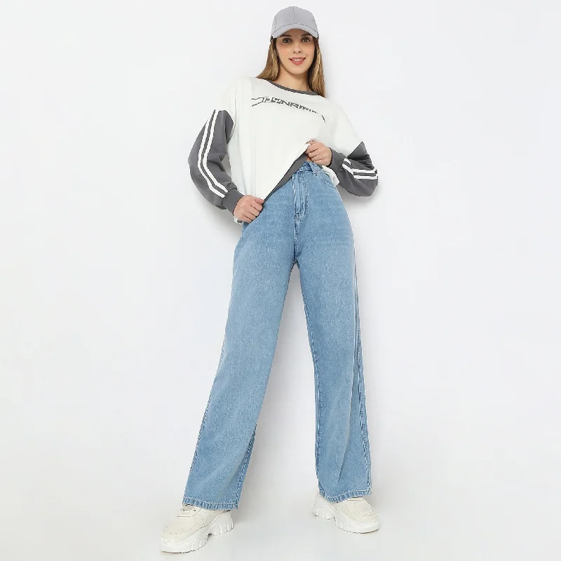 Casual Clothing For Women Chic And Edgy Stone Wash Full-Length Straight Fit High Rise Jeans Casual Clothing For Women Chic And Edgy Stone Wash Full-Length Straight Fit High Rise Jeans