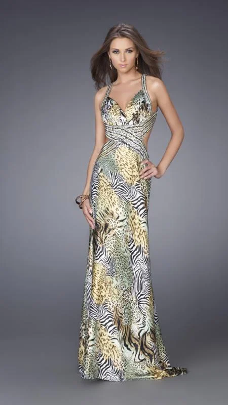 Casual Clothing For Women Budget Friendly La Femme - Sleeveless Animal Print Criss Cross Waist Dress 14992
