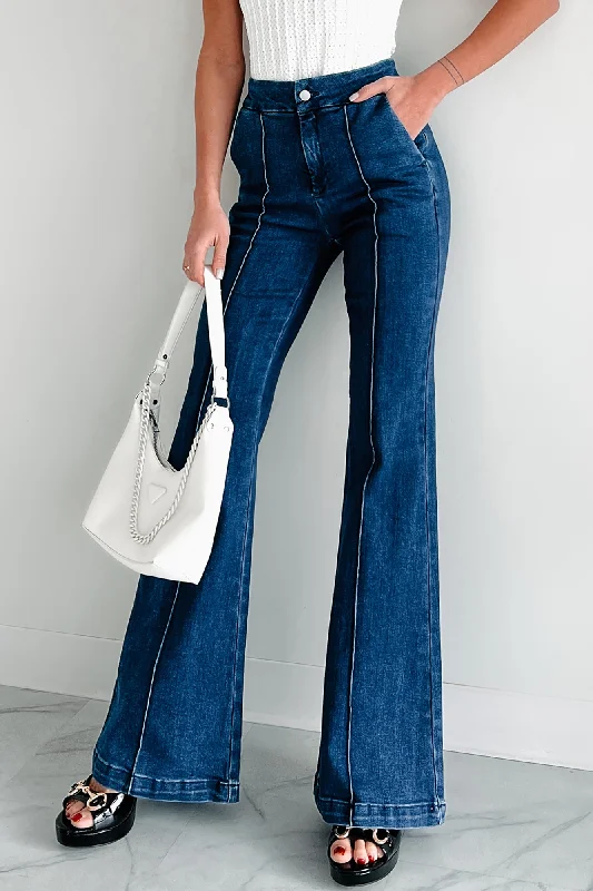 Women's Elegant Formal Outfit Wardrobe Update Abigail Special A High Rise Trouser Flare Jeans (Dark) Women's Elegant Formal Outfit Wardrobe Update Abigail Special A High Rise Trouser Flare Jeans (Dark)
