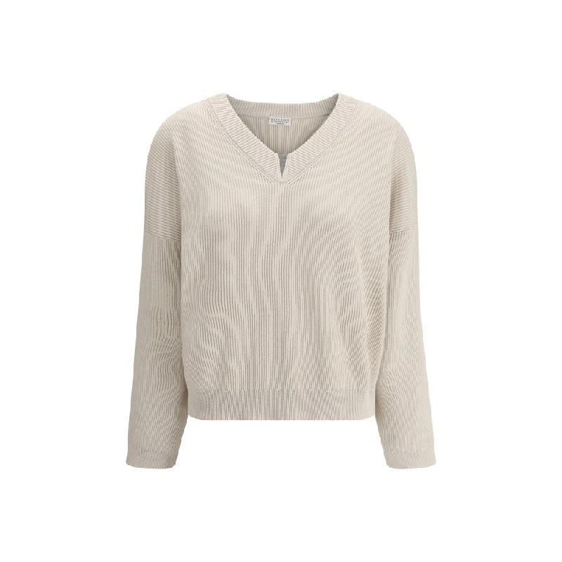 Women's Luxury Attire Lighten Up With Nordic Styles Brunello Cucinelli V-neck Women's Sweater Women's Luxury Attire Lighten Up With Nordic Styles Brunello Cucinelli V-neck Women's Sweater