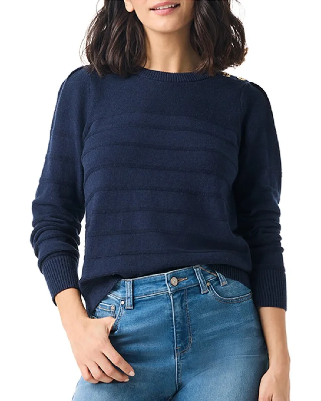 Women's Weekend Outfit Minimalist Office - Ready Style NIC+ZOE Button Shoulder Cashmere-Blend Sweater Women's Weekend Outfit Minimalist Office - Ready Style NIC+ZOE Button Shoulder Cashmere-Blend Sweater