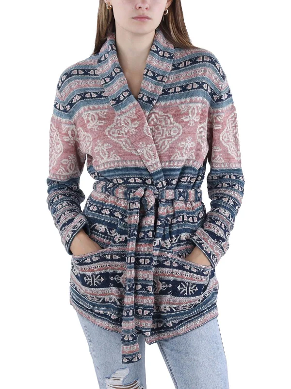 Plus-Size Women's Clothing Free Spirited Fashion Womens Cardigan Tie Front Cardigan Sweater