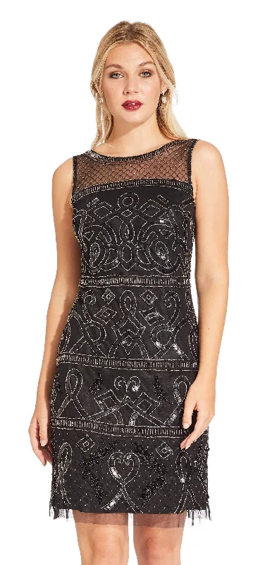 Women's Vacation Clothes Hot Styles Adrianna Papell - Sleeveless Embellished Mesh Dress AP1E203952SC