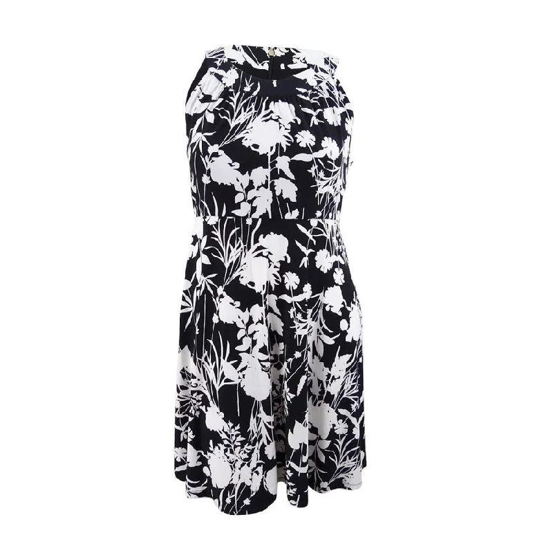 Women's Stylish Outdoor Outfit Trendy Pulse Tommy Hilfiger Women's Printed Sleeveless A-Line Dress (12, Black Multi)