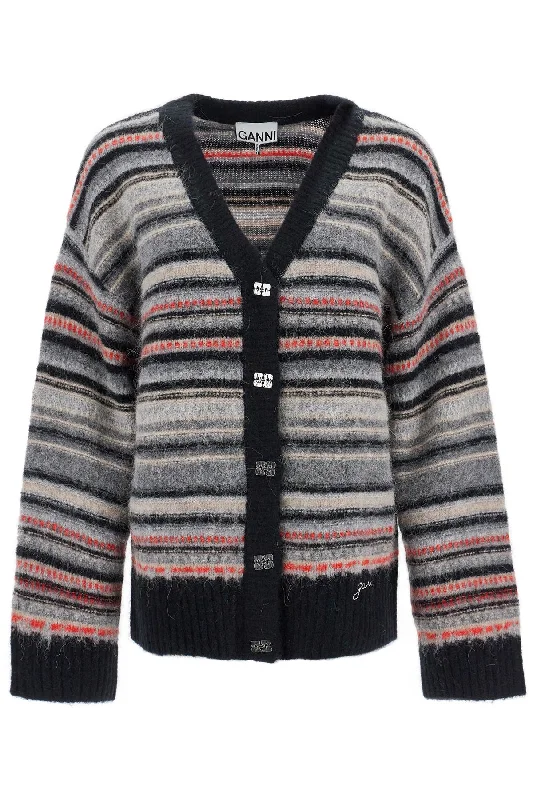 Comfortable Women's Apparel Stylish Savings Ganni Women's Striped Boxy Cardigan