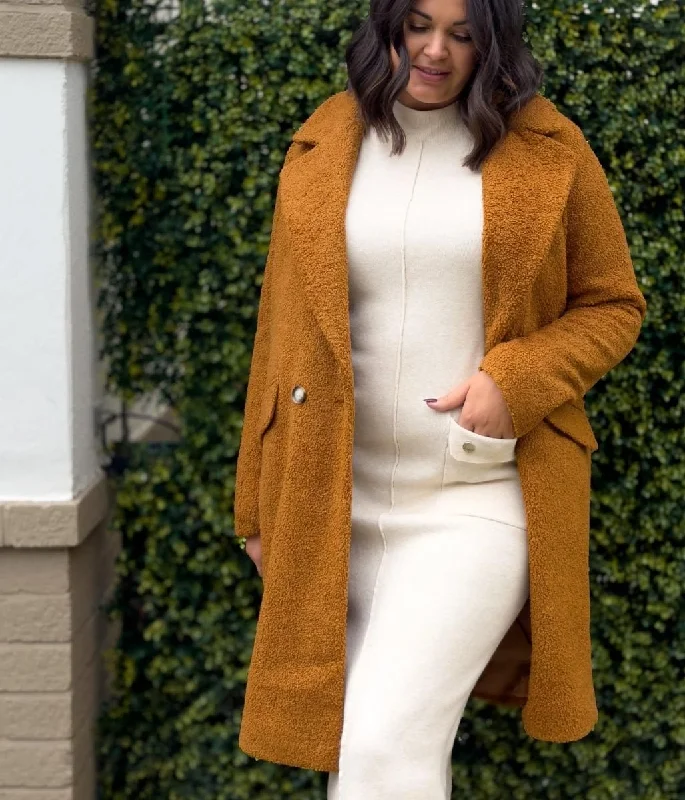 Casual Attire For Women Daily Essentials Brown Teddy Boucle Coat