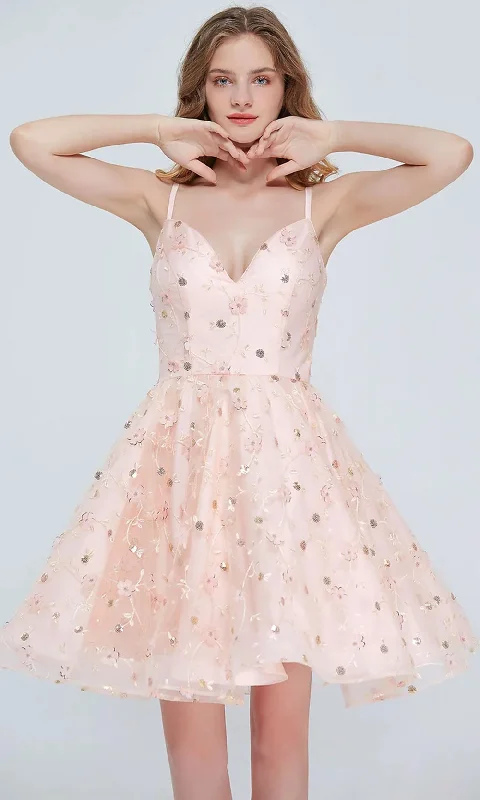 Women's Athletic Garments Elevated Style J'Adore Dresses J20073 - Lace-Up Back Sleeveless Cocktail Dress